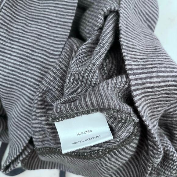 Eileen Fisher Linen Hoodie Striped Button Down Long Sleeve Lightweight - Picture 7 of 7